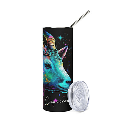 Capricorn Zodiac Sign Skinny Tumbler – Vibrant Sublimated Astrology Drinkware
