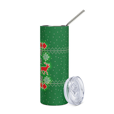 Too Cute to Wear Ugly Sweaters Skinny Tumbler – Fun Holiday Knit Drinkware