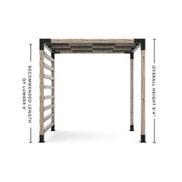 Pergola Kit with 4x4 KNECT Post Wall and Wave Shades for 6x6 Wood Posts
