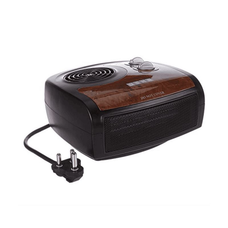 Close-up of the heating element and fan behind the grille of the Usha FH 1212.