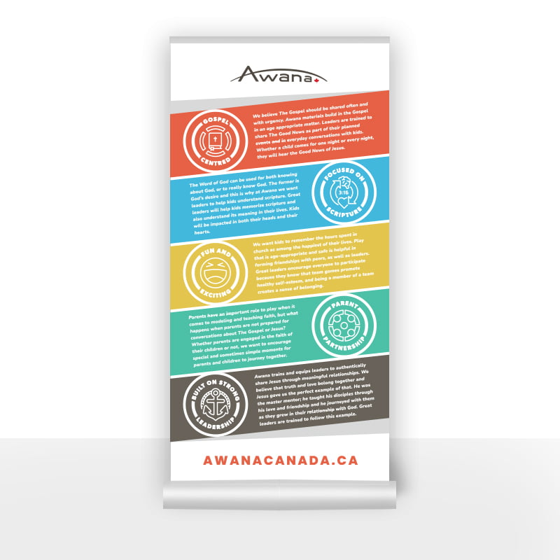 Awana Core Values Written Retractable Banner Awana Core Values Written Retractable Banner