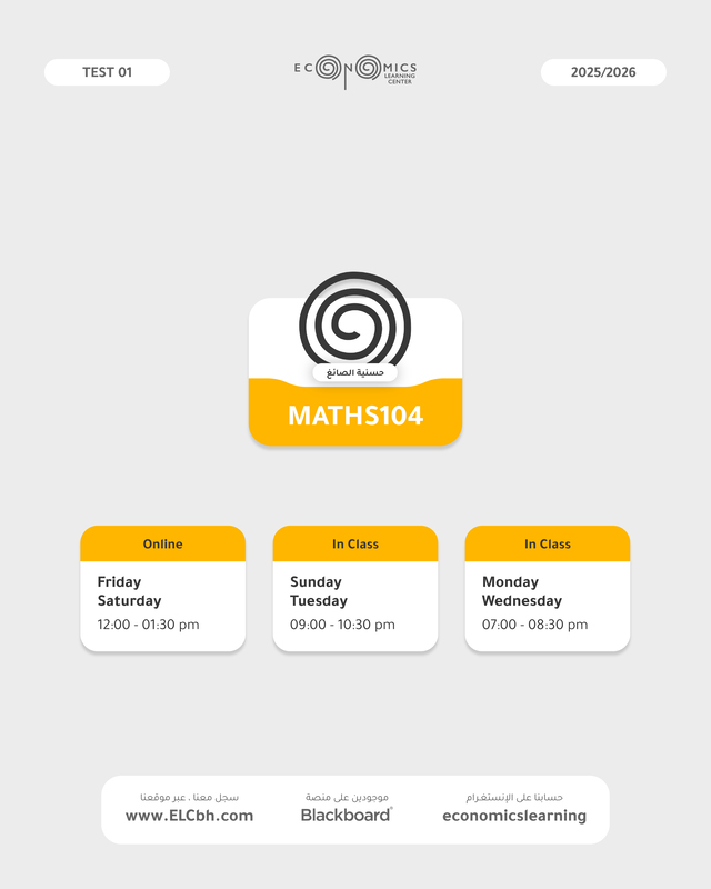 Maths104 - In Class A - Test 2 + Final