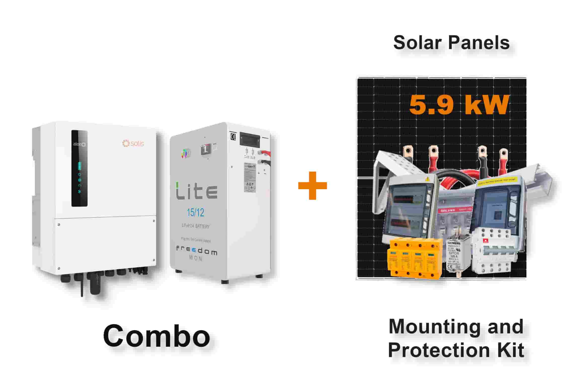 5.0 kW SOLIS S6 Hybrid - FREEDOM WON Combo, c/w 15.0 kWh Lithium Battery