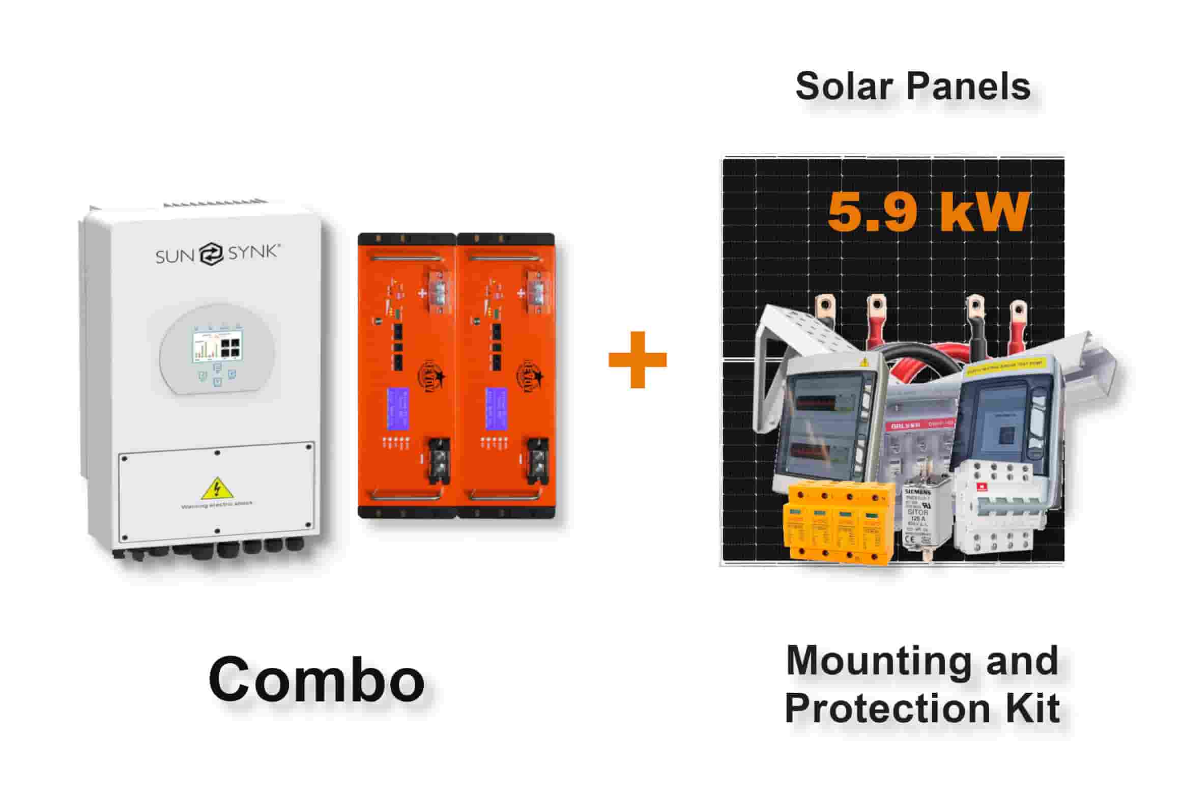 5.0 kW SUNSYNK Hybrid - REVOV Combo, c/w 2 x 5.12 kWh Lithium Batteries