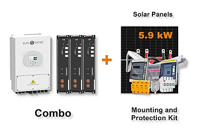 5.0 kW SUNSYNK Hybrid - PYLONTECH Combo, c/w 3x 3.5 kWh Lithium Batteries