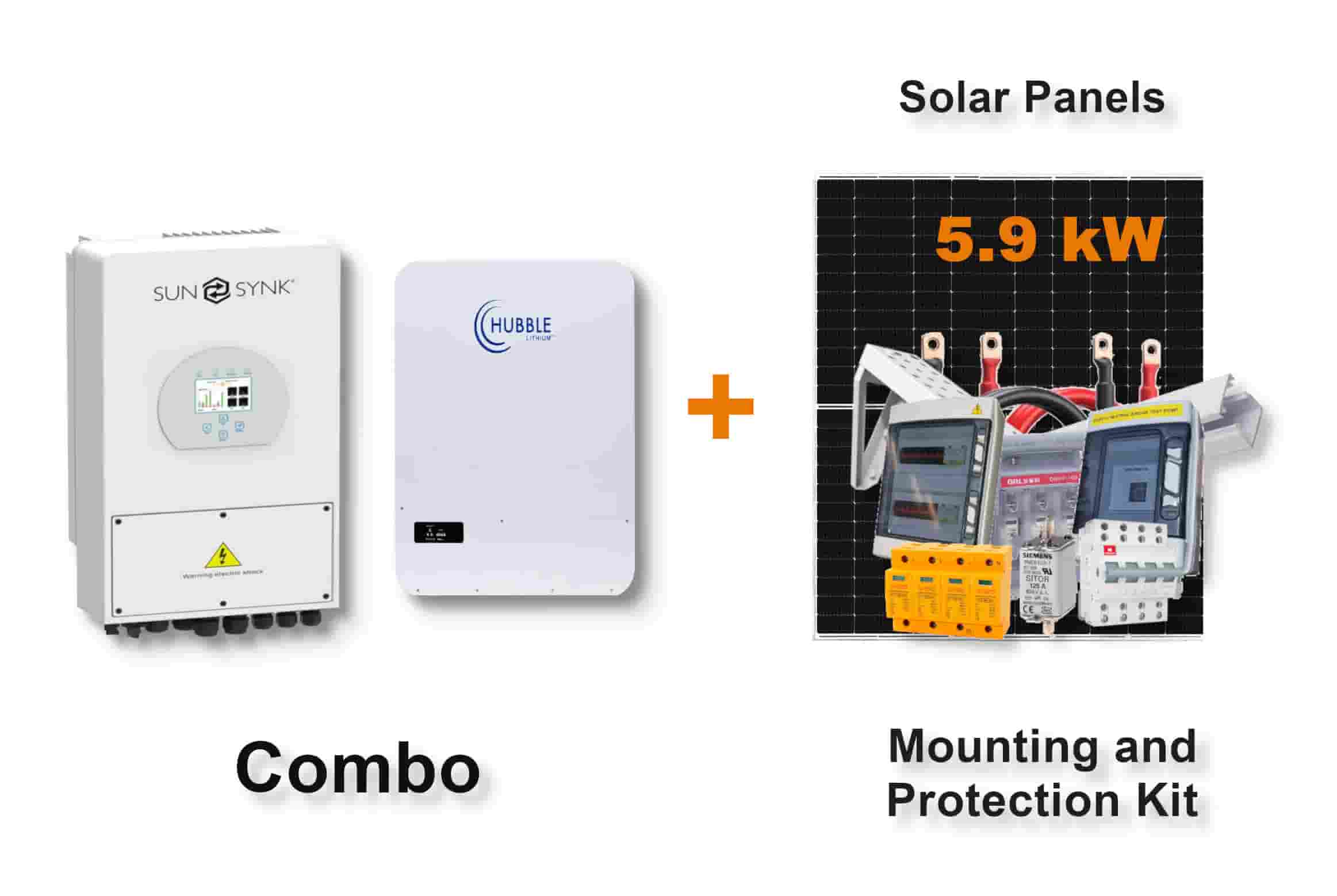 5.0 kW SUNSYNK Hybrid - HUBBLE Combo, c/w 5.12 kWh Lithium Battery