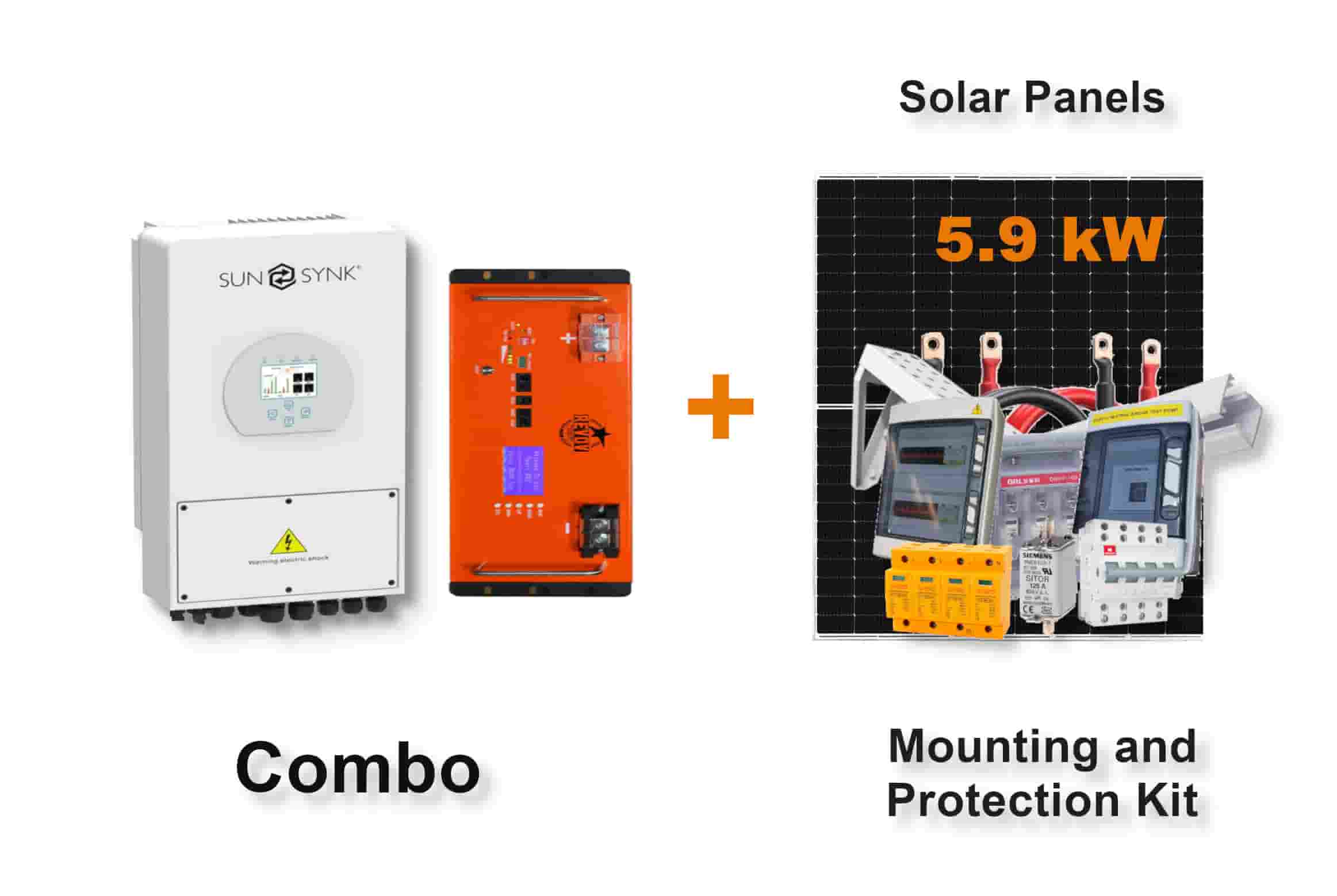 5.0 kW SUNSYNK Hybrid - REVOV Combo, c/w 5.12 kWh Lithium Battery