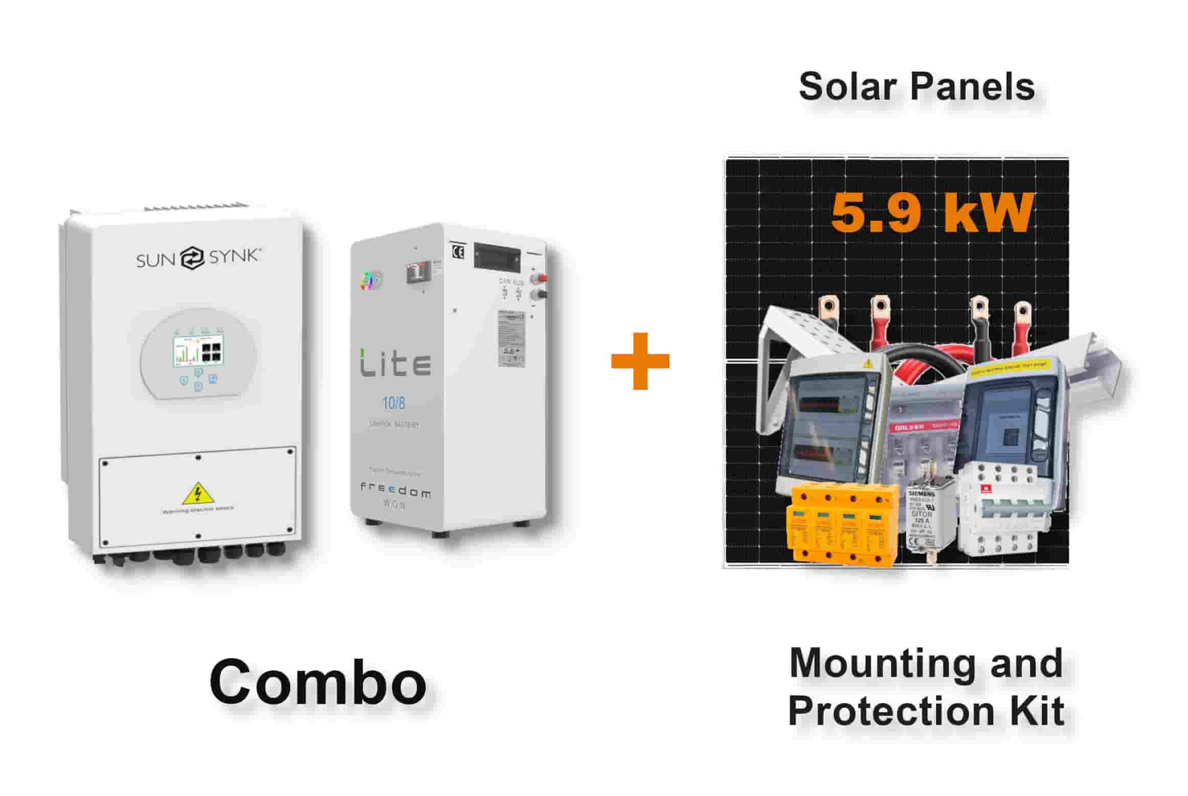 5.0 kW SUNSYNK Hybrid - FREEDOM WON Combo, c/w 10.0 kWh Lithium Battery