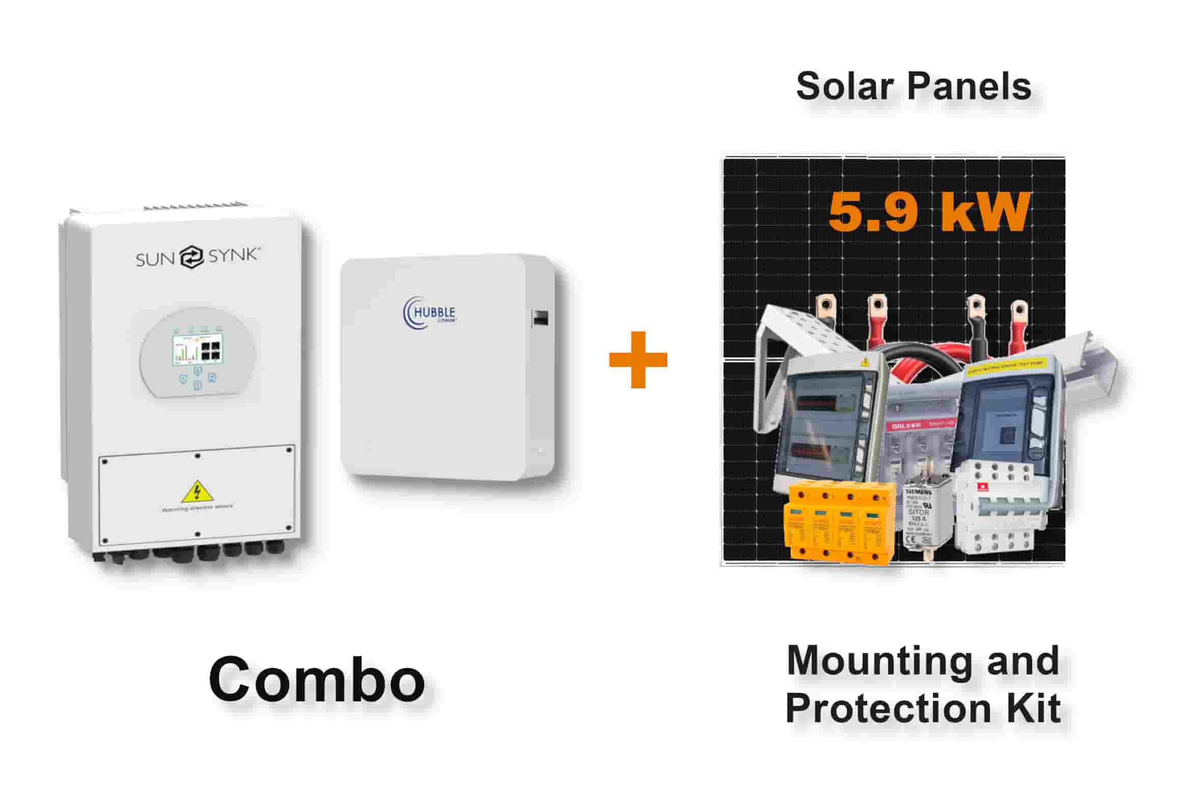 5.0 kW SUNSYNK Hybrid - HUBBLE Combo, c/w 10.0 kWh Lithium Battery