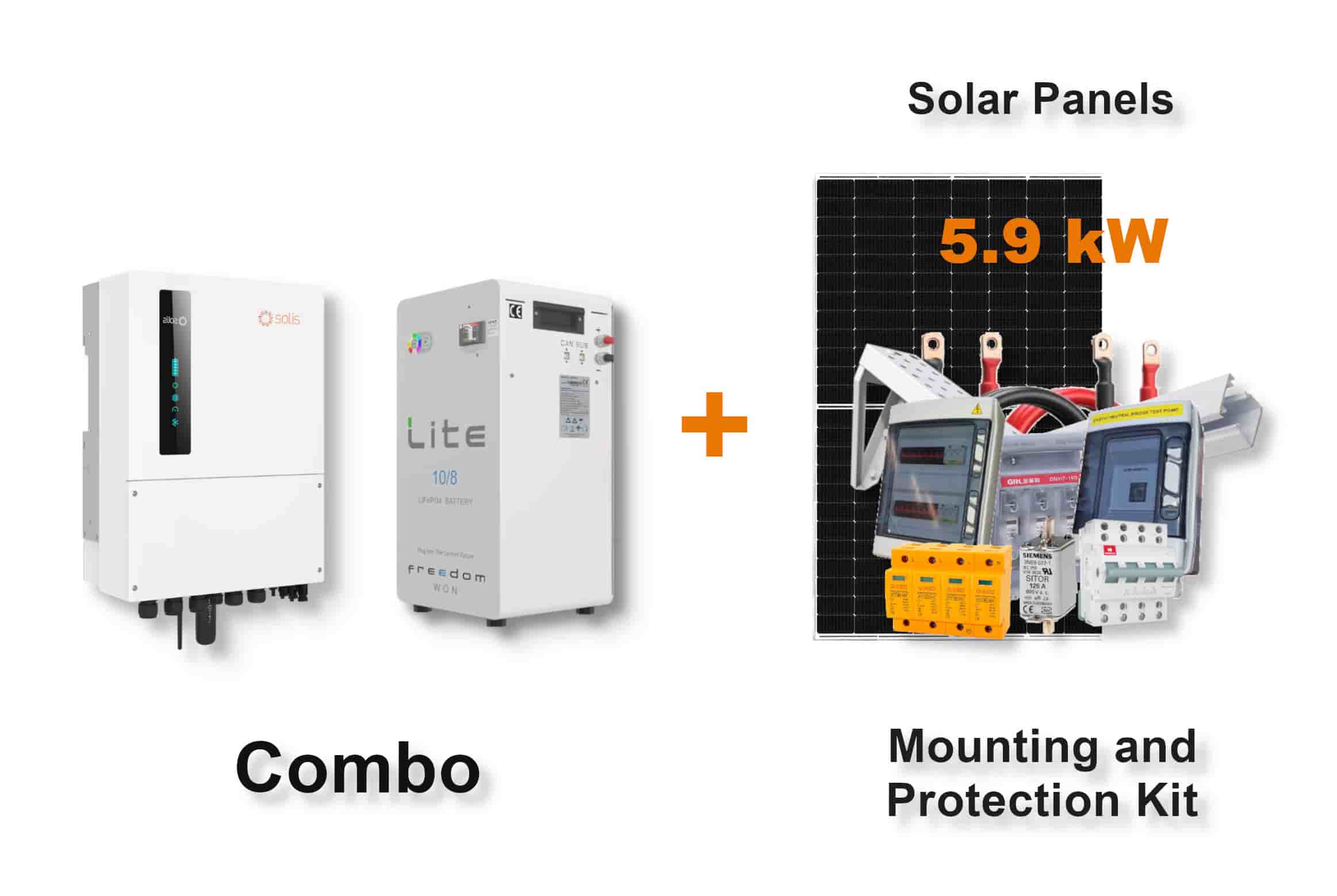 8.0 kW SOLIS S6 Hybrid Combo, c/w 10 kWh FREEDOM WON Lithium Battery