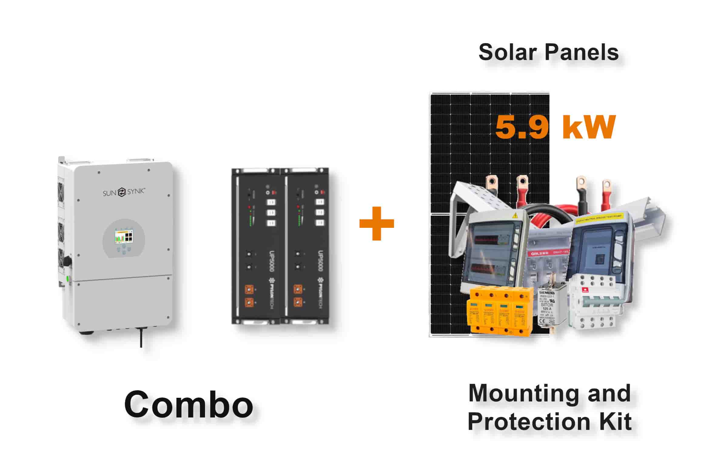 8.0 kW SUNSYNK Hybrid - PYLONTECH Combo, c/w 2x 4.8 kWh Lithium Batteries