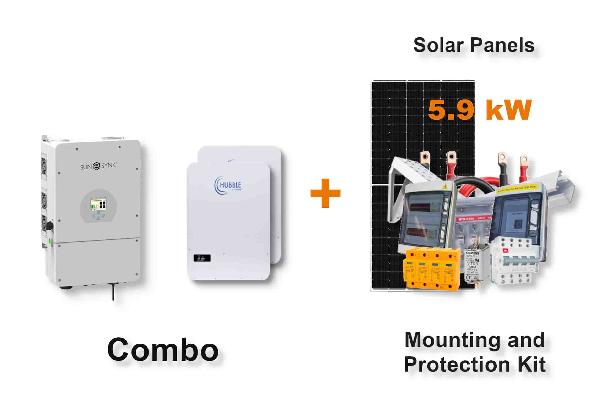 8.0 kW SUNSYNK Hybrid - HUBBLE Combo, c/w 2x 5.12 kWh Lithium Batteries