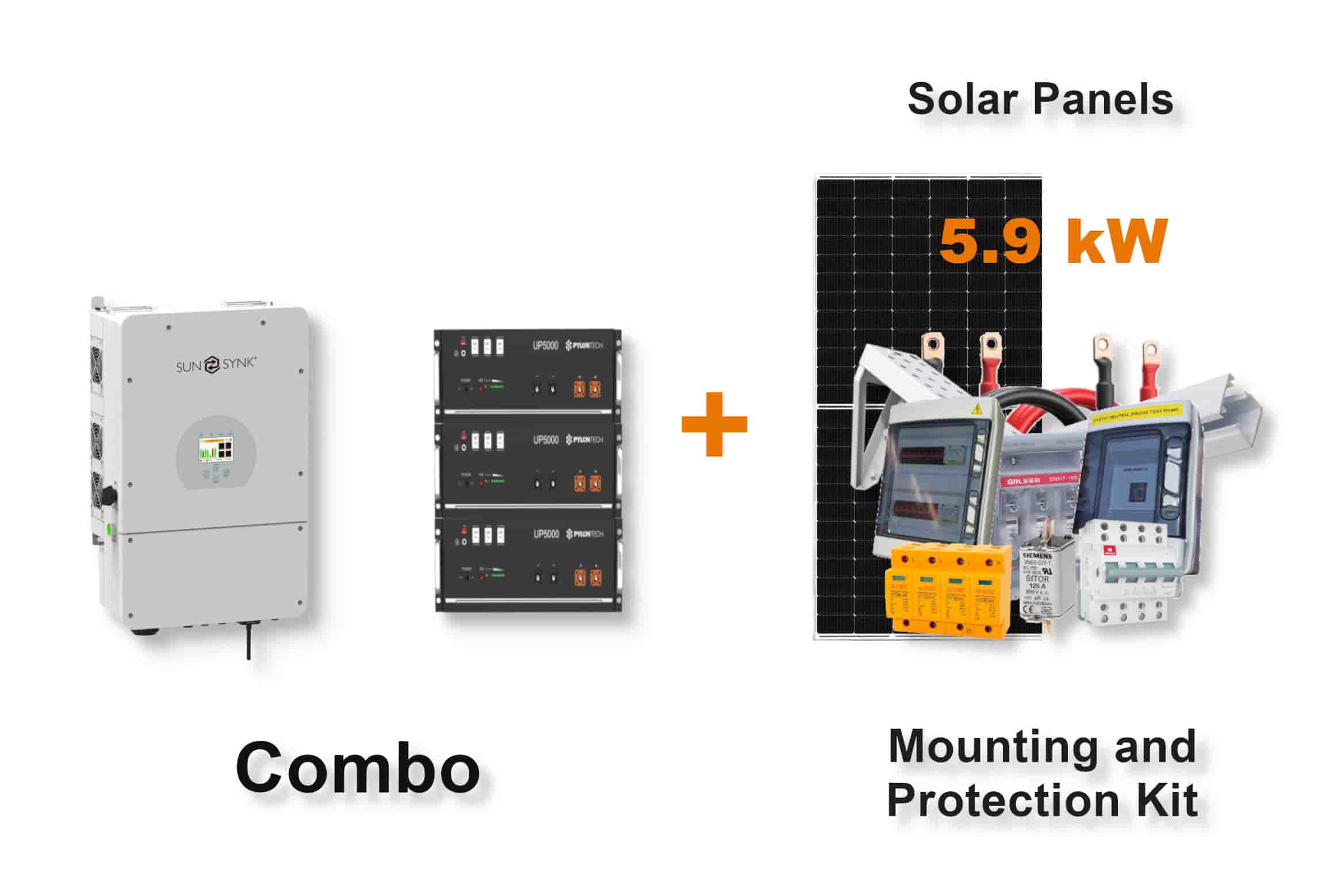 8.0 kW SUNSYNK Hybrid - PYLONTECH Combo, c/w 3x 4.8 kWh Lithium Batteries