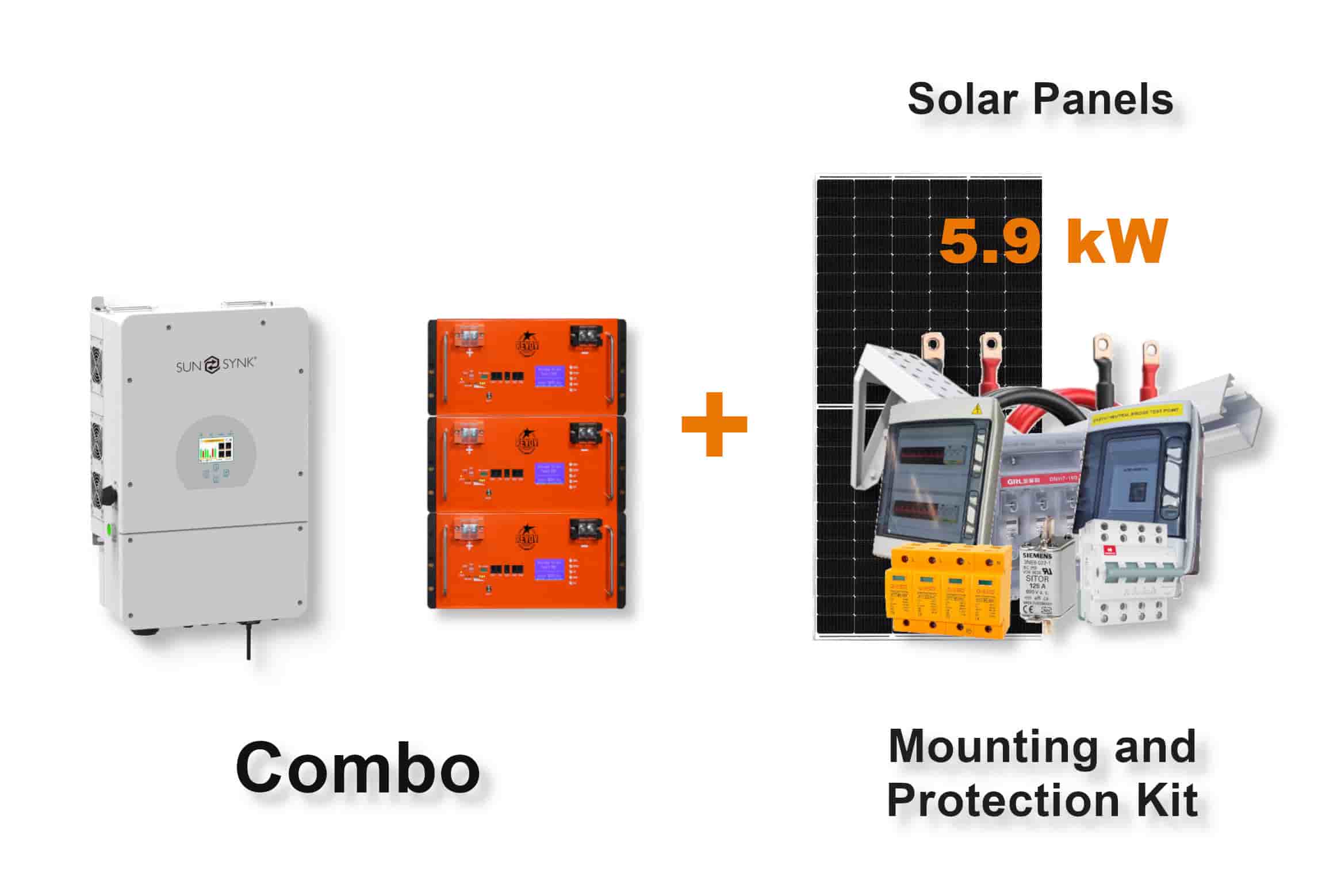 8.0 kW SUNSYNK Hybrid - REVOV Combo, c/w 3x 5.12 kWh Lithium Batteries