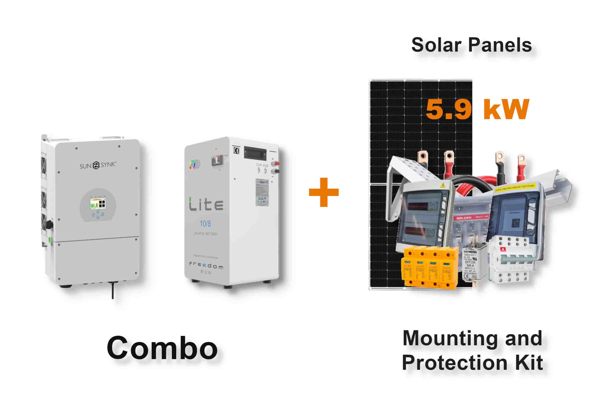 8.0 kW SUNSYNK Hybrid - FREEDOM WON Combo, c/w 10.0 kWh Lithium Battery