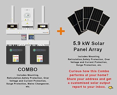 5.0 kW SUNSYNK Hybrid - PYLONTECH Combo, c/w 2x 4.8 kWh Lithium Batteries