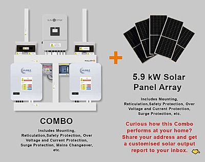 8.0 kW SUNSYNK Hybrid - HUBBLE Combo, c/w 2x 5.12 kWh Lithium Batteries