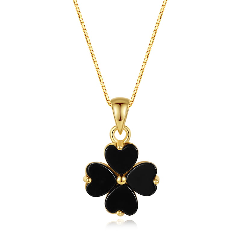 Obsidian Clover Necklace