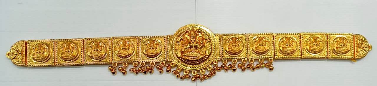 Temple Jewellery Brass Gold Finish Goddess Lakshmi Waistbelt/Oddiyanam