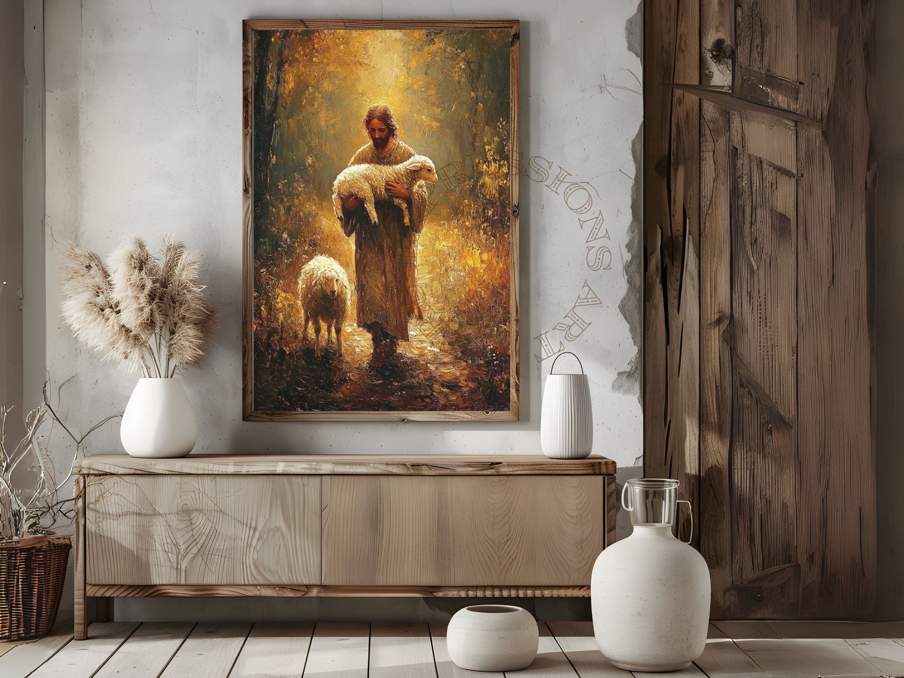 The Good Shepherd Print: Jesus with Lamb, Christian Home Decor | Fine Art Print