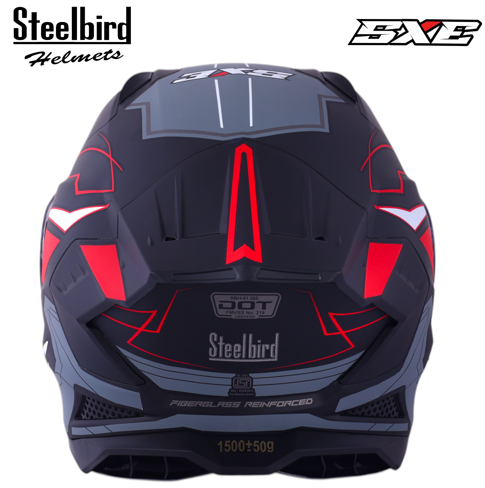 STEELBIRD SBH-61 ISS SXE RACE-X MATT BLACK/RED C/V 580MM WITH ANTIFOG(EXLUSIVE)