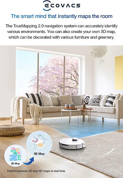 Ecovacs DEEBOT X1e Robot Vacuum Cleaner - 5000Pa, 260min Runtime