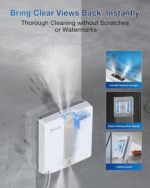 Ecovacs WINBOT MINI Smart Window Cleaner - Ultra-Thin, 7,500 Pa Suction