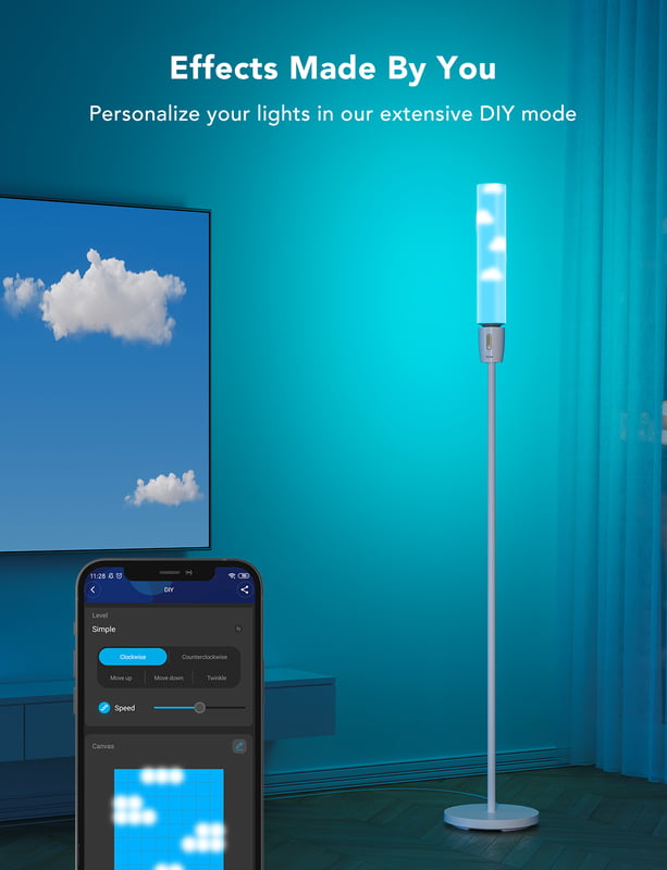 Govee RGBICWW Cylinder Floor Lamp - Smart Ambiance Room Decor Light