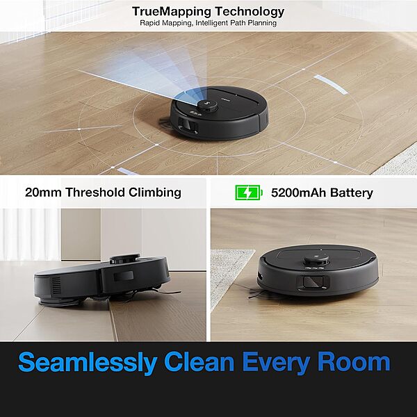Ecovacs DEEBOT N20e PLUS Robot Vacuum Cleaner - Bagless - 10,000Pa Suction, 350min Runtime - UNBOXED DEAL (BOX SLIGHTLY DAMAGED)-White