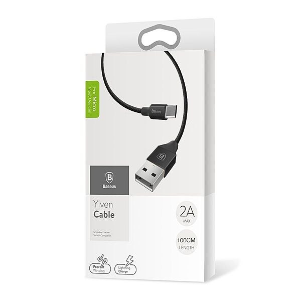 Baseus 1m - 2A Yiven USB Type-A 2.0 to Micro Cable - Black
