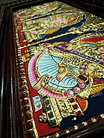 Lakshmi Ganesha Saraswati Tanjore Painting - 13 x 27 inches