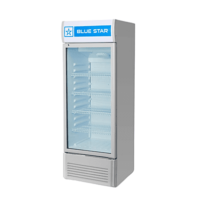 Blue Star Visi Cooler VC275D, front view with glass door.
