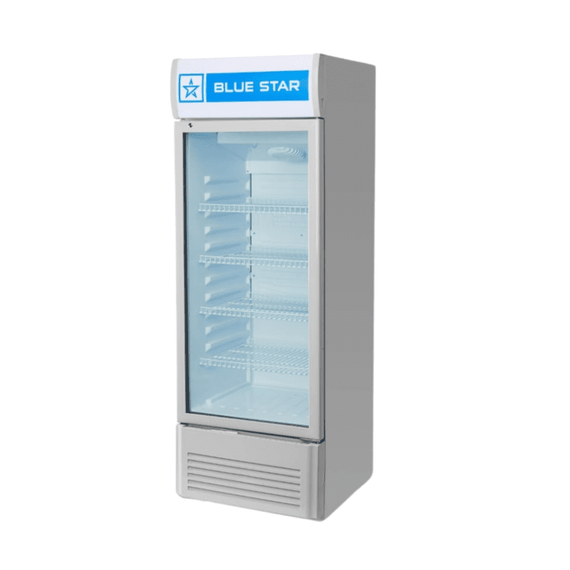 Blue Star Visi Cooler VC275D, front view with glass door.