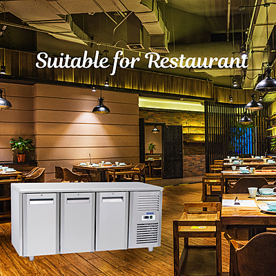 Energy-efficient Blue Star 3 Door Under Counter Freezer with eco-friendly refrigerant.