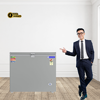 Blue Star CF4-230NPYW-SL Deep Freezer Filled with Ice Cream Containers Blue Star CF4-230NPYW-SL Deep Freezer Filled with Ice Cream Containers