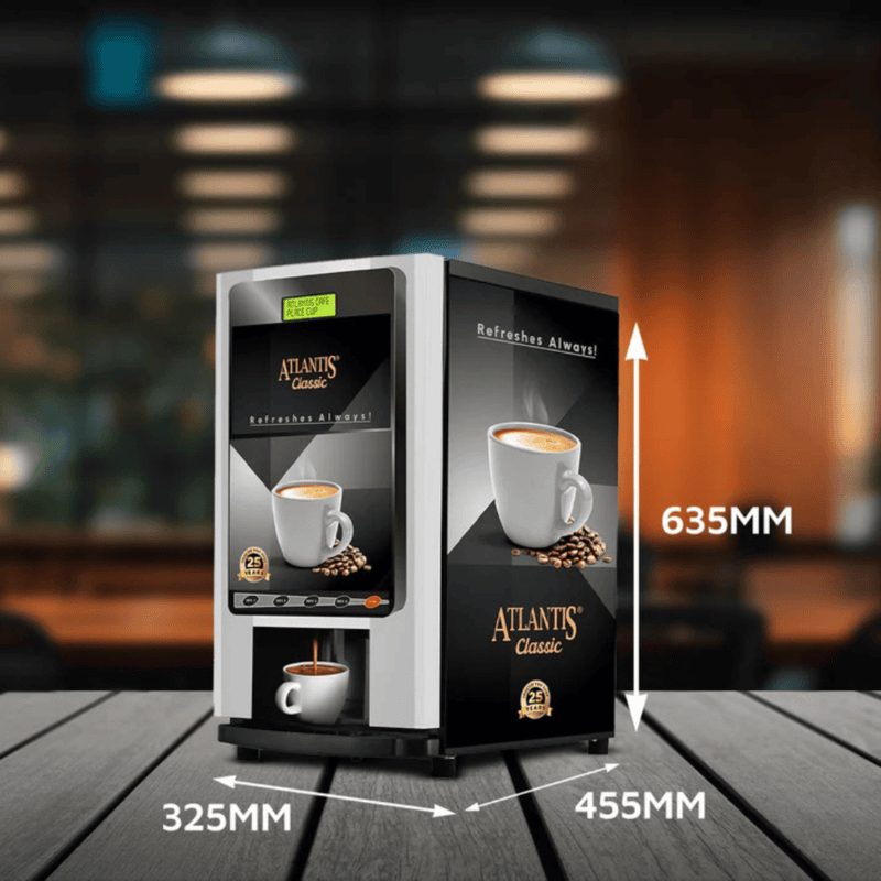 Dimension of  Atlantis Classic 4 lane Coffee Vending Machine .