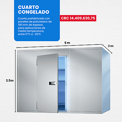 SUMINISTRO E INSTALACIÓN DE CUARTO CONGELADO 5m x 3m x 2.5m