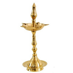 Brass Kerala Lamp/Deepam for Regular Pooja/Hawan Small Size