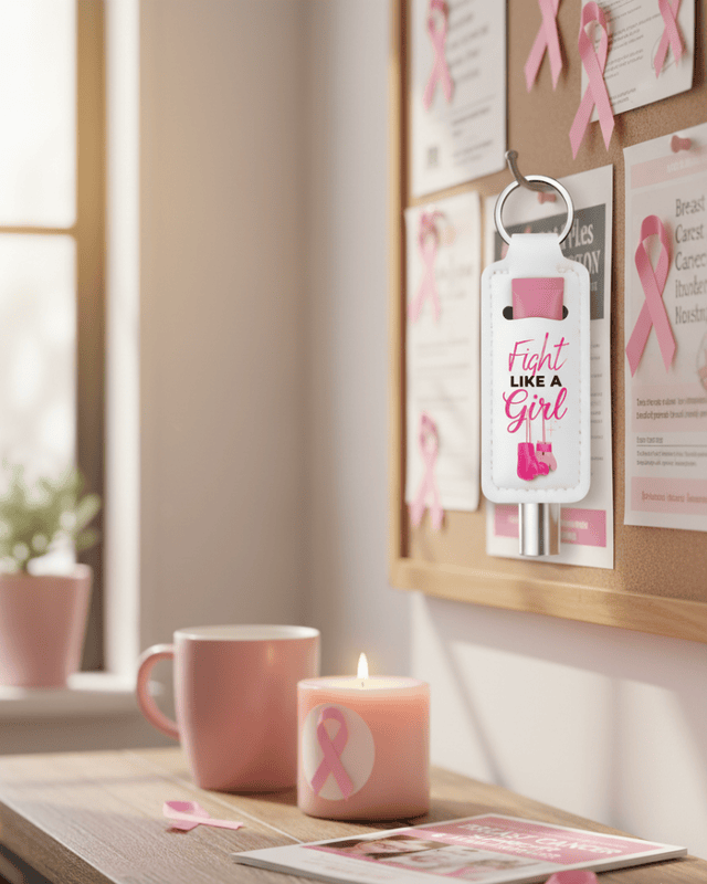 Breast Cancer Awareness Lip Balm Keychains