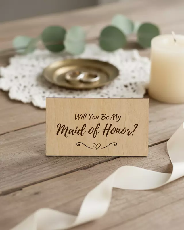 Heirloom Collection Bride’s Proposal Cards featuring engraved personalized bridal party cards.