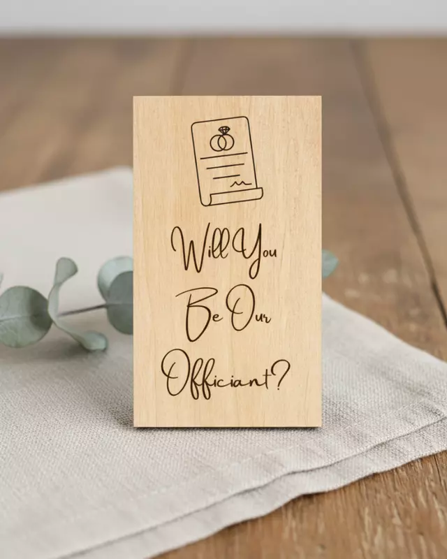Heirloom Collection engraved Officiant Proposal Card for wedding officiant proposals.