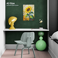 Solar Symphony – Sunflower Printed Canvas Wall Art (Unframed) | A4 & A3 Sizes | Abstract Nature-Inspired Decor, Vibrant Museum-Quality Print