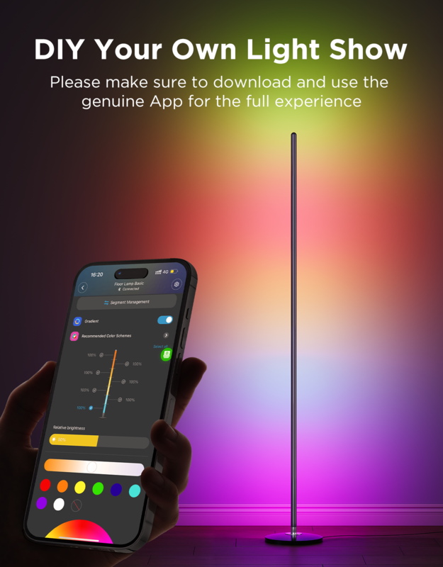 Govee Floor Lamp Lite/Basic - RGBICW Smart LED Floor Lamp with Matter & Music Sync