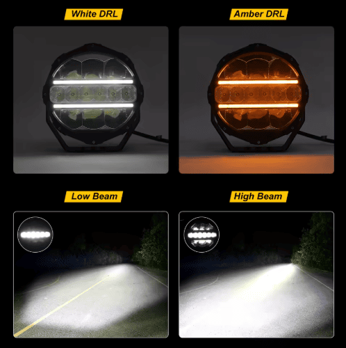 Tan 4x4 9" Super Bright Offroad Spotlights with DRL [PAIR]