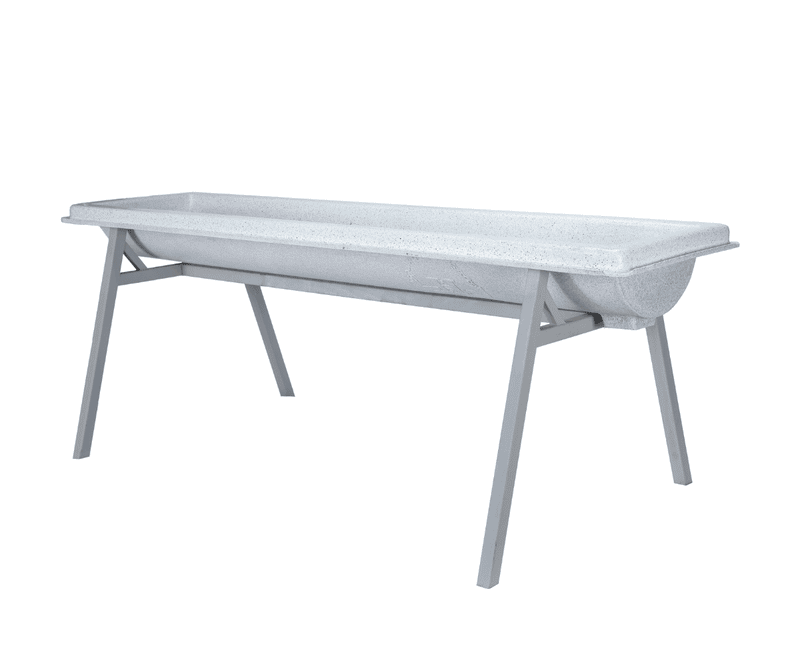 Farmex 100L feeder trough with galvanized steel stand for cattle left side