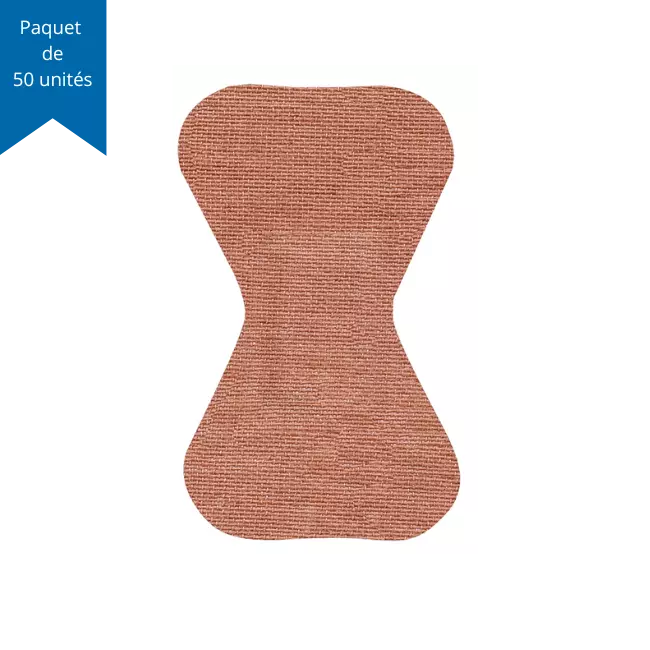Pansements / Bandages adhésifs stériles en tissu – Grand bout de doigt 4,5 cm x 7,5 cm – Paquet de 50 unités