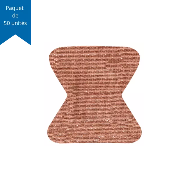 Pansements / Bandages adhésifs stériles en tissu – Grand bout de doigt 4,5 cm x 5 cm (1-3/4 po x 3 po) – Paquet de 50 unités