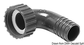 Swivelling hose adaptor straight 20 mm