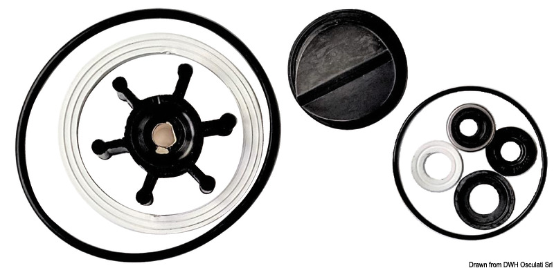 Gasket kit and spare valves for electric toilets