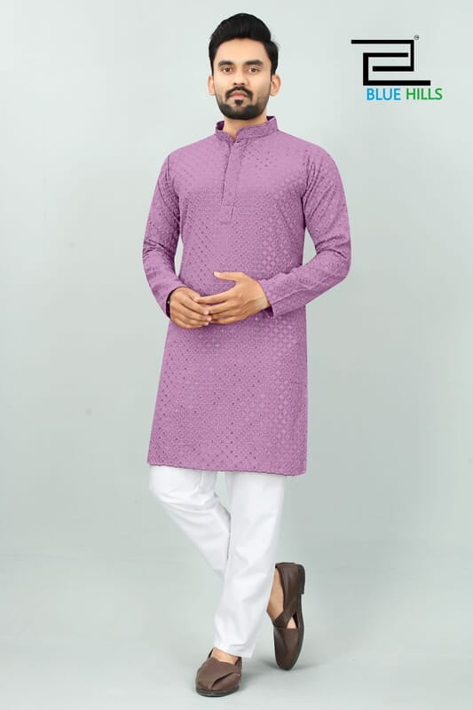 B681: Men Chikankari Kurta Pajama Sets
